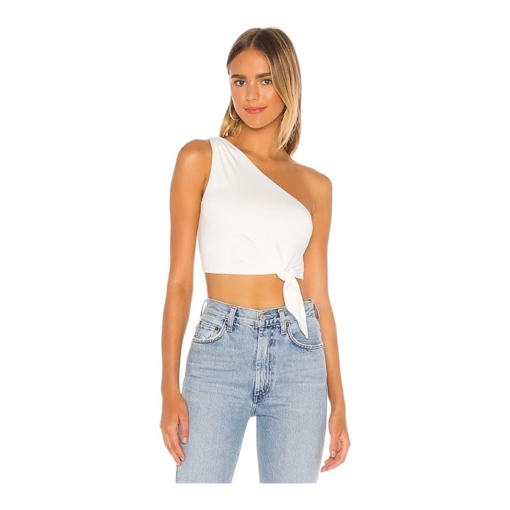NEW Superdown Crop Top One Shoulder Willow in White Size XS